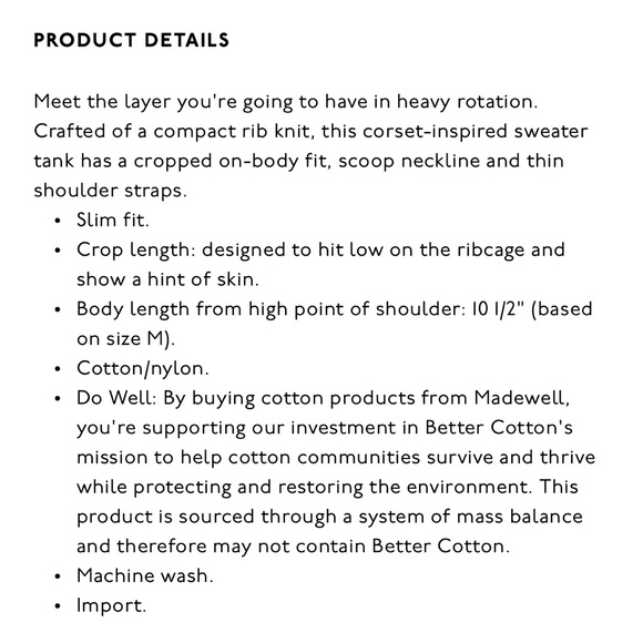 MADEWELL CORSET SWEATER TANK - Picture 6 of 6